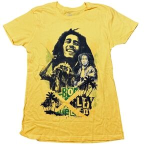Zion Rootswear Bob Marley Graphic T-Shirt Womens Medium Yellow Reggae Tee